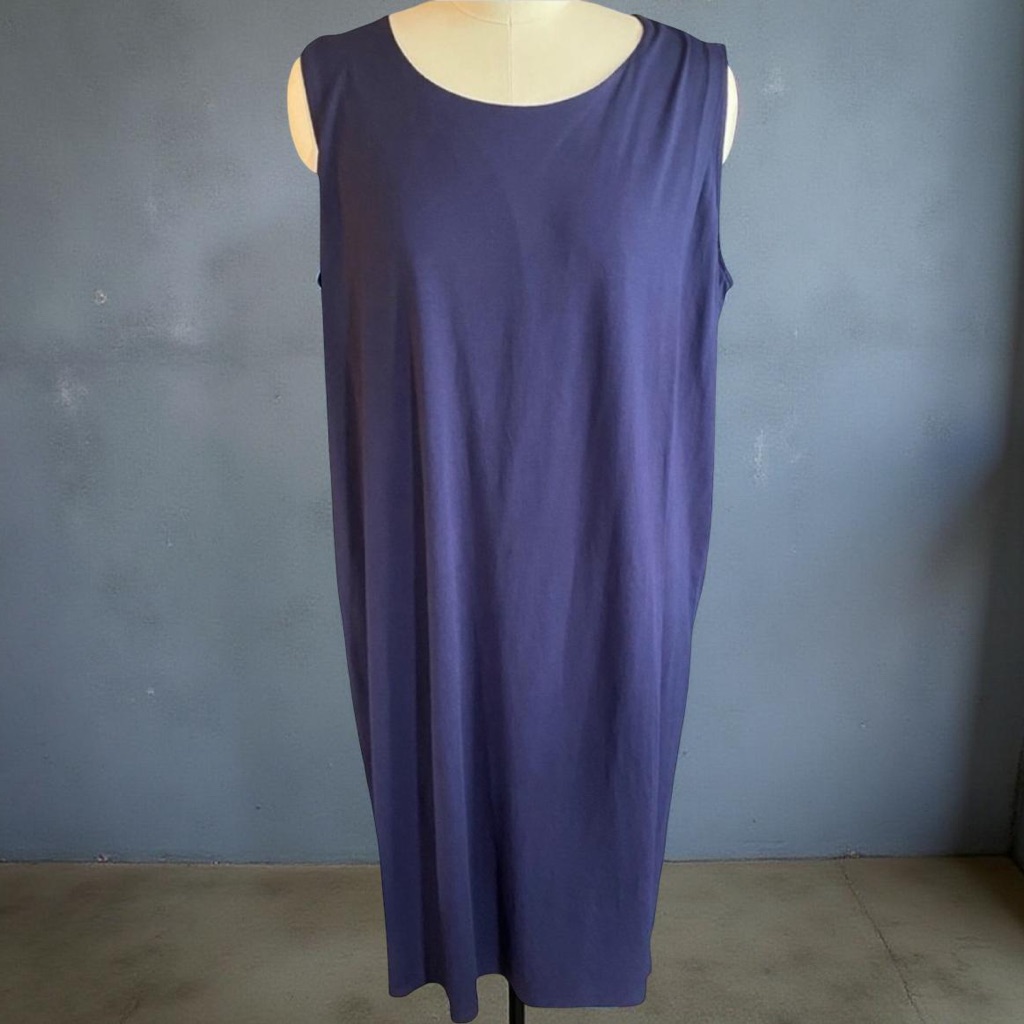 Eileen Fisher Deep Blue Wrap Midi Dress